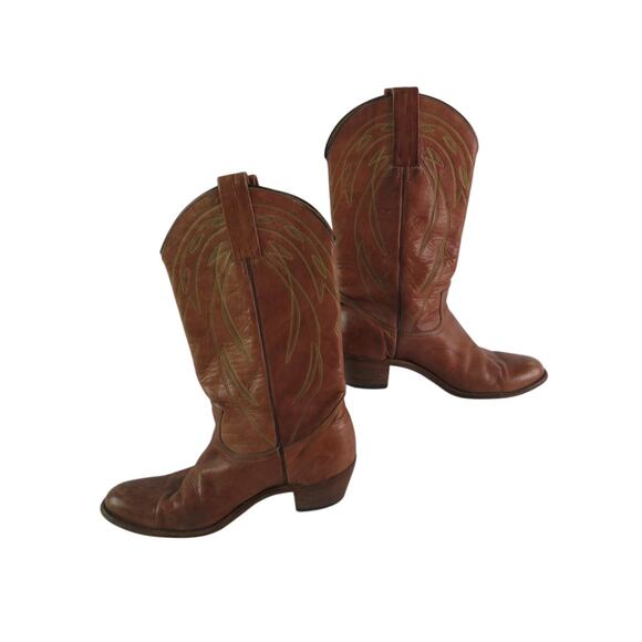 Frye Made in USA Brown Leather Cowboy Boots 10.5D Vintage 90s - Picture 9 of 11